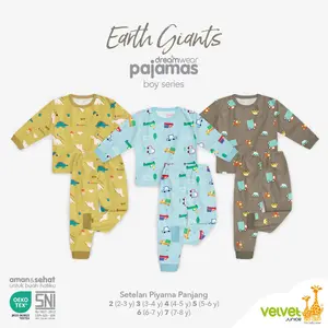 Velvet Junior Basic Limited PDW Pan-Pan Boy Series Motif Laki-Laki Piyama DreamWear Setelan Panjang - Panjang