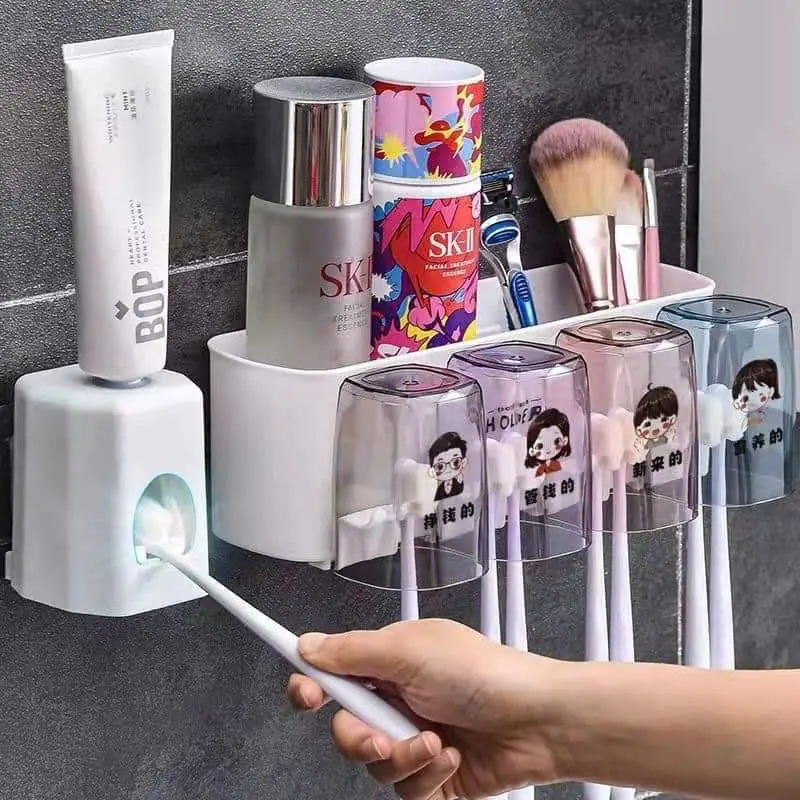 Bộ Nhả Kem Đánh Răng Tự Động ECOCO - Kệ Để Đồ Phòng Tắm Cao Cấp 4 cốc