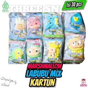 Tiga Domba Marshmallow Kartun Mix Labubu @10g 1 Pak Isi 30 Pcs