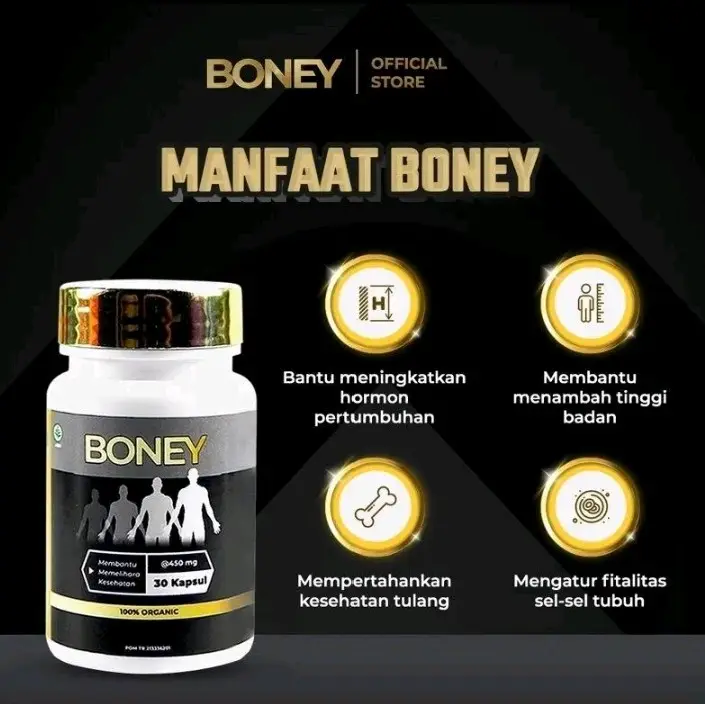 Boney Peninggi badan Suplemen kesehatan Tulang Pria & Wanita Naik 5-15 CM Aman BPOM Original