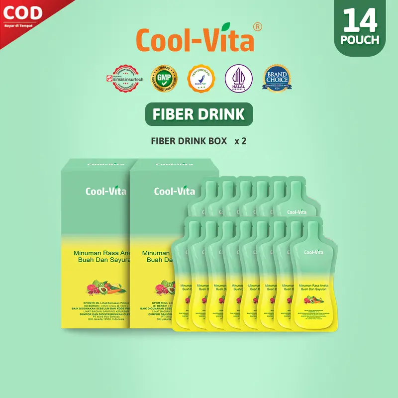 [LIVE] 2 Box Coolvita Minuman Fiber Rasa Buah & Sayuran (14 Pouch) - 14D 0