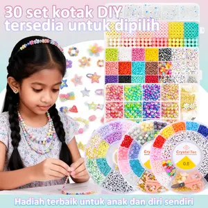 Promo DIY Beads Kit Lengkap – Set Manik Aksesoris Mix Model untuk Gelang, Kalung, Phone Strap & Kerajinan Handmade