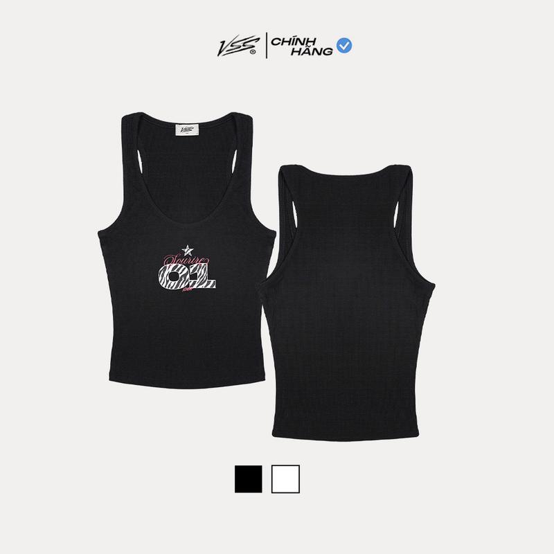 Áo Ba Lỗ Nữ VSS Vải Thun Gân Co Giãn Mềm Mại Dáng Ôm Body Chiết Eo In Hình Zebra Basic 2 Dây 2 Màu Đen Trắng - ABL09