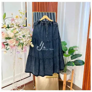 Jatayu Store - Rok Jeans All Size berbahan Jeans wash Lingkar pinggang 100 panjang rok 97