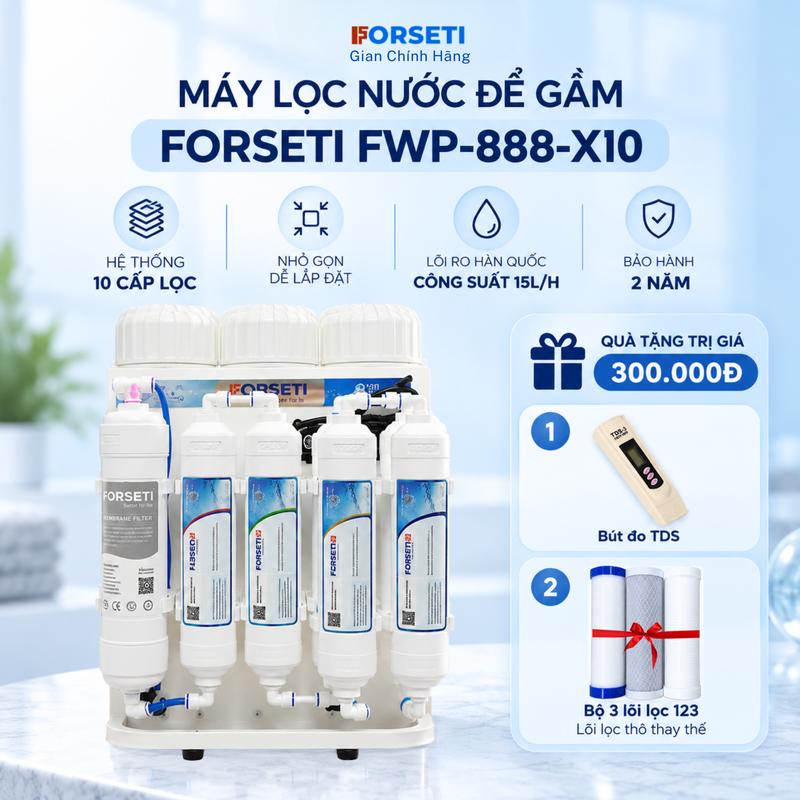Máy Lọc Nước Để Gầm Forseti FWP-888-X10 Uống Trực Tiếp Công Nghệ R.O 10 Cấp Lọc Bảo Hành 2 Năm