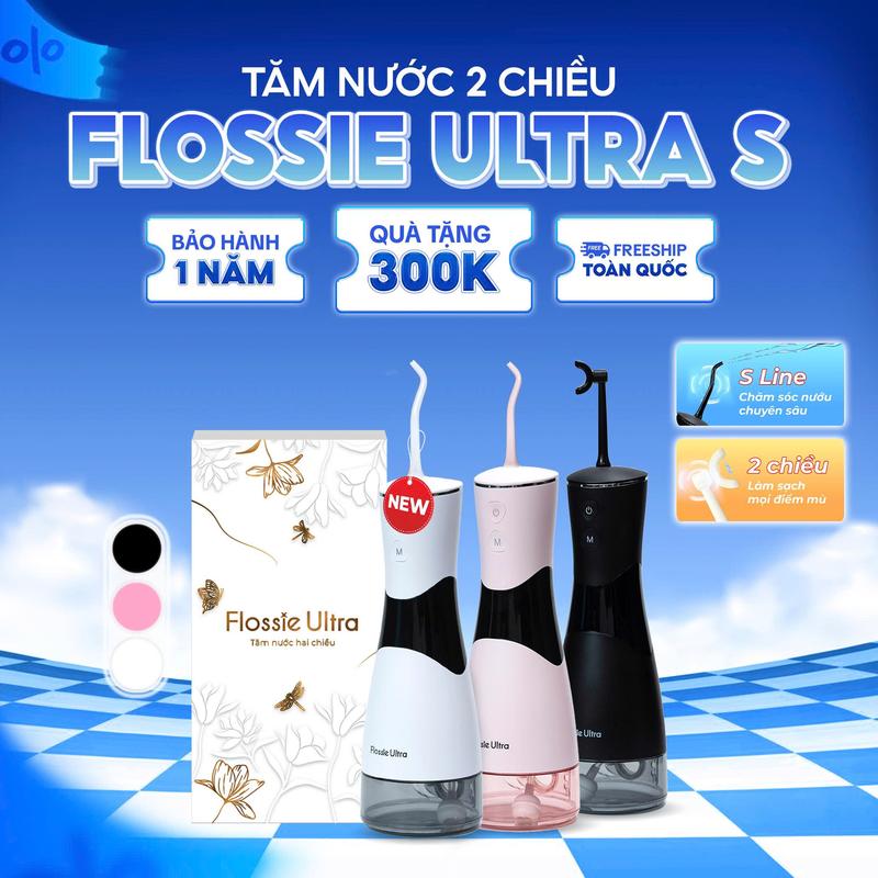 EXT Máy Tăm Nước Flossie Ultra S | Đầu Tăm 1 Chiều SLine Độc Quyền, 6 Cải Tiến, IPX7 | 150PSI, Pin 2000mAh, 5 Chế Độ, 4 Đầu Phun | Tặng 1 Giá Treo Vòi, 1 Bao bì 20/10 | #THGMV3