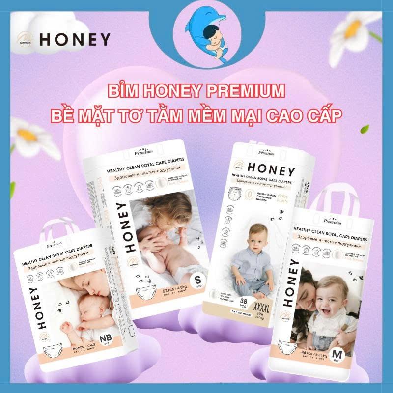 Tã/Bỉm Dán/Quần Momo Honey Premium đủ size NB/S/M/L/XL/2XL/3XL/4XL bề mặt