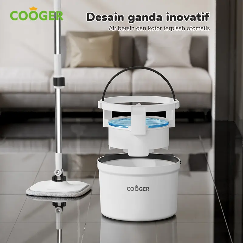 COOGER Electric Pel Panda Plus Dual Clean Mop Upgrade Spin Mop Upgrade Air Bersih Air Kotor Terpisah 1