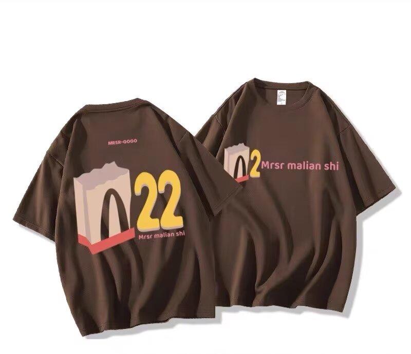 Product Introduction of New American small niche Chinese style high-end design loose couple wind short sleeve men's trendy brand T-shirt women's trendy ins style 1
