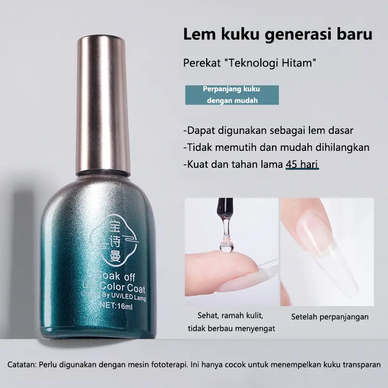 [COD]Set manikur tumbuhan alami perekat tempelan kuku sealant lem dasar cat kuku buram temper lem cat kuku 0