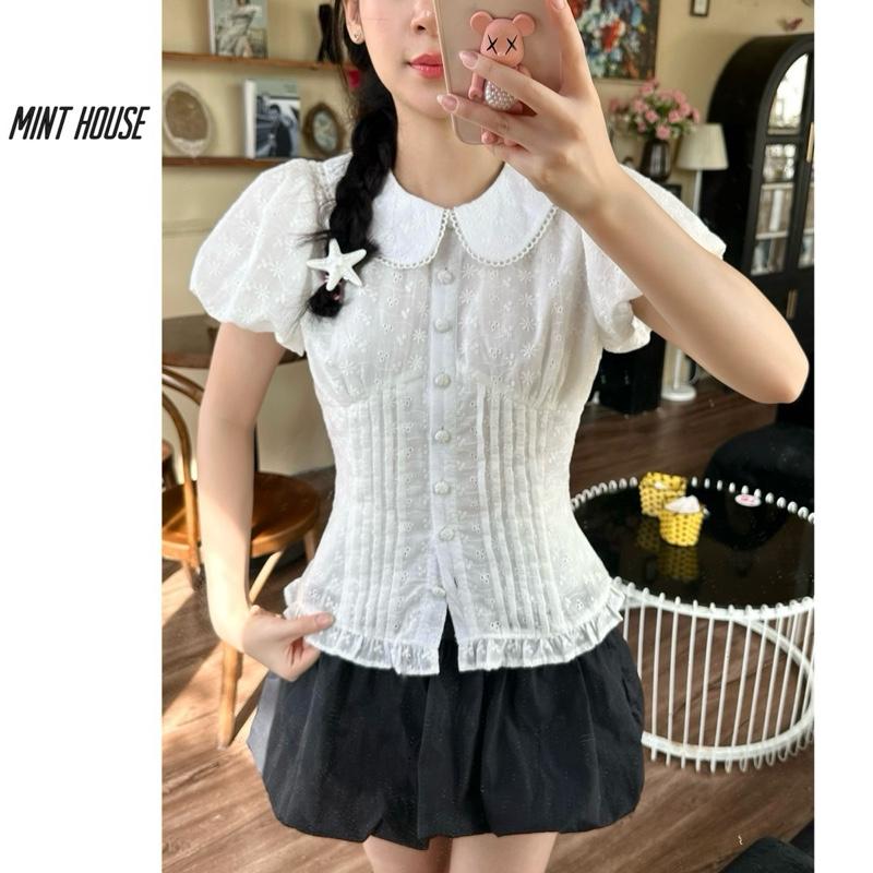   MÃ A1  ÁO KIỂU NỮ MÙA HÈ CỔ REN CHẤT BOI THÊU HOA ĐẸP. ÁO KIỂU NỮ TAY BỒNG MÀU TRẮNG 