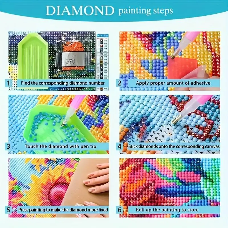 Rose Pattern DIY Diamond Arts Colorful Painting Kit without Frame, 5D Diamond Arts Colorful Painting Kit, Wall Art Decor for Home Living Room Bedroom 4