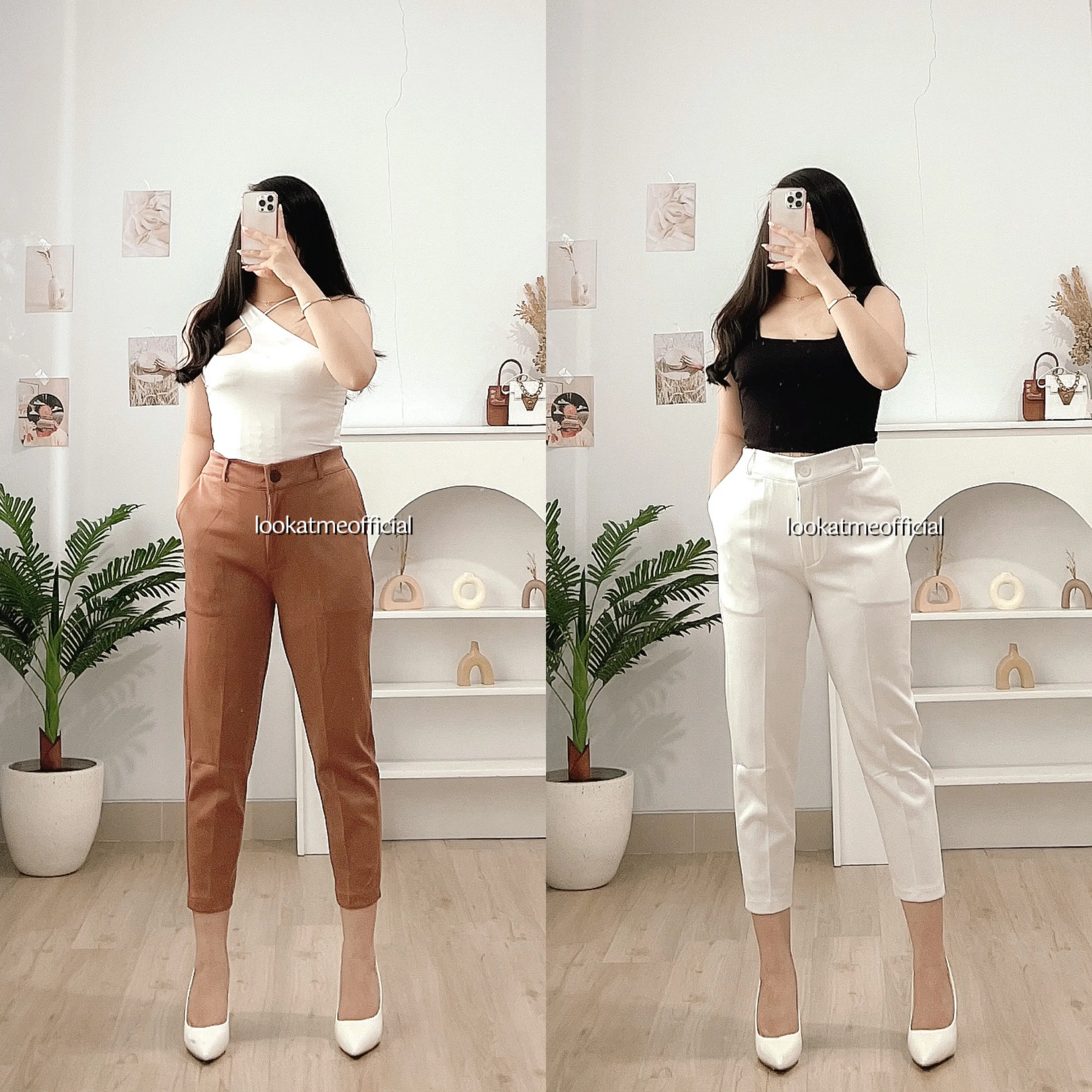 ￼Lookatmeofficial • Celana Basic Scuba Premium Maggie Pants karet melar Panjang Wanita Kantor