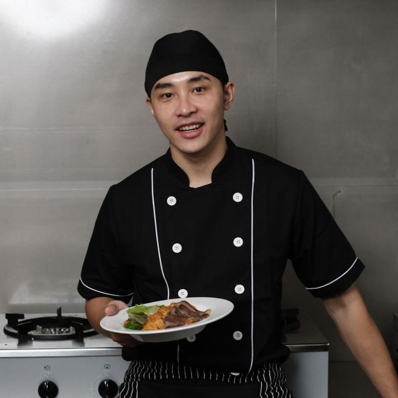 Chef Series Basic Tangan Pendek Baju Koki - Hitam Garis Putih 1