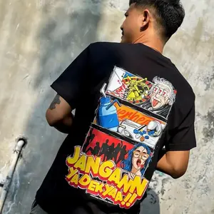 Kaos Cetak Grafis Keren Desain Unik Multigambar, Baju Kaos Pria Wanita Model Standar Warna Hitam Putih, Fashion Atasan Kasual Terkini