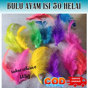 Bulu Ayam Halus/Lembut Warna Warni 1 pack isi 50 pcs / bahan kemoceng, kerajinan tangan dll