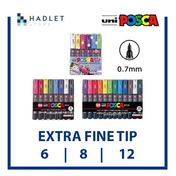 [6|8|12] Extra Fine Uni Posca 0.7mm Bullet Tip Paint Markers