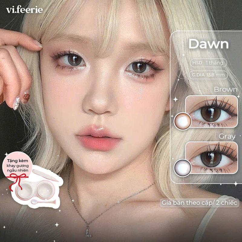 Kính áp tròng lens trong trẻo tự nhiên áp tròng 1 tháng Dawn Brown Gray Lens - VF Lens