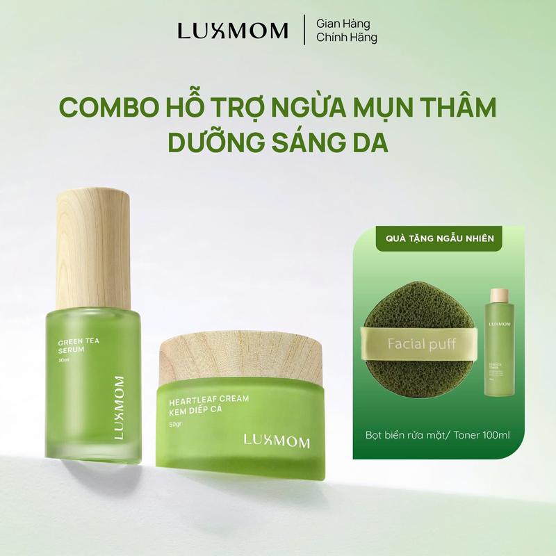 Combo Kem Diếp Cá + Serum Trà Xanh Tràm Trà - Hỗ Trợ Giảm Mụn, Giảm Thâm Sạm Và Làm Đều Màu Da