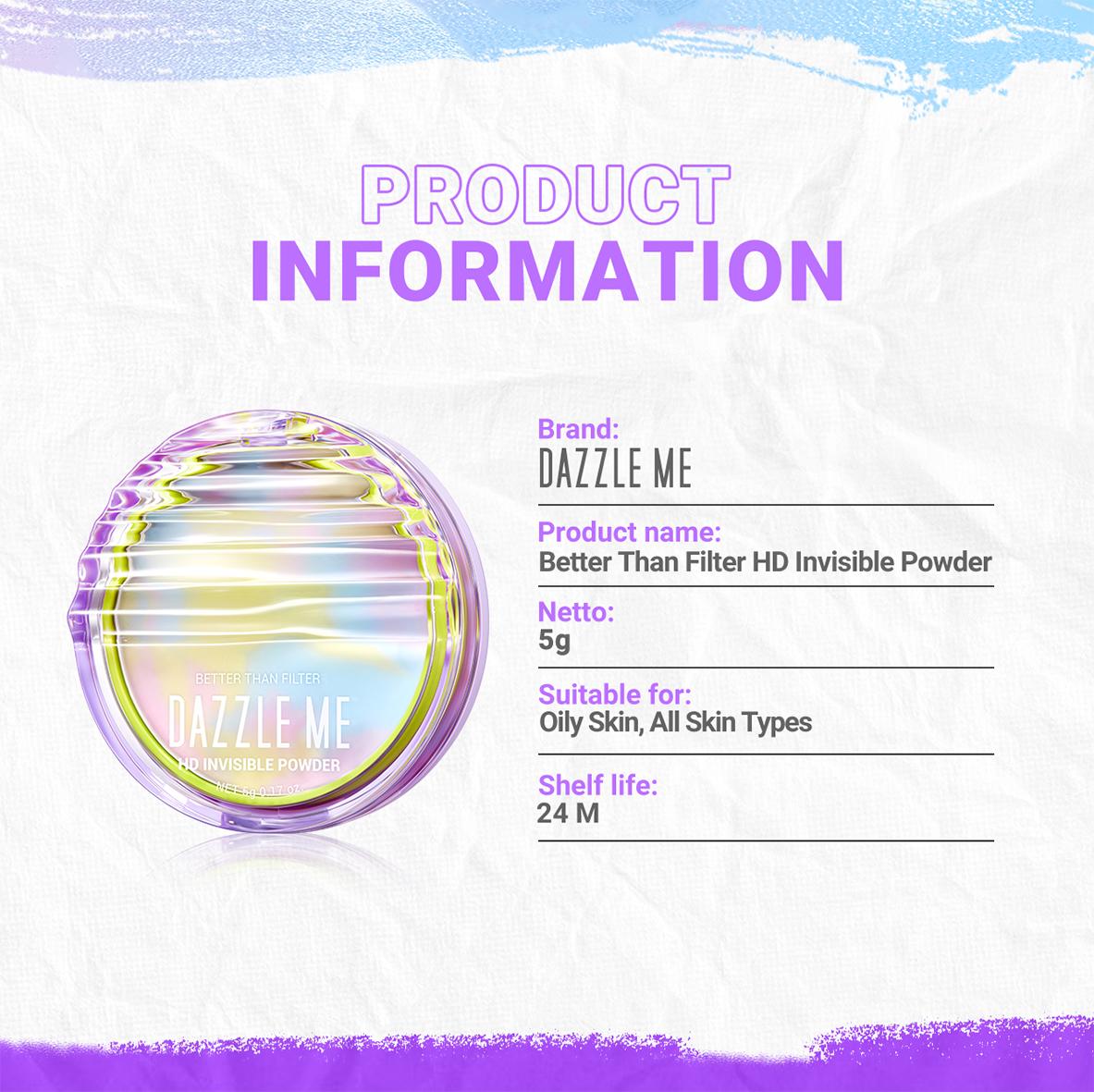 [LIMITED OFFER] DAZZLE ME Better Than Filter HD Invisible Powder Loose Powder Oil Control Bedak Tabur Tahan Lama Bedak Padat Ringan Menahan Minyak Seharian