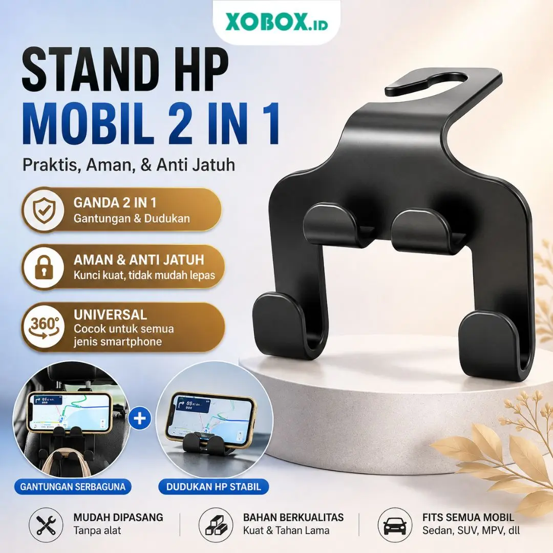 2in1 Car Headrest Gantungan Mobil Car Hook Hanger Kursi Mobil 4 Kait Multifungsi OTO4009