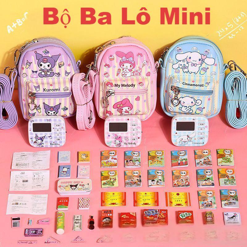 Ba lô trẻ em thu nhỏ có đồ dùng học tập Chơi Giả Vờ túi đeo chéo đồ chơi mini thích hợp cho trẻ em ở trường tiểu học văn phòng phẩm mini---AA