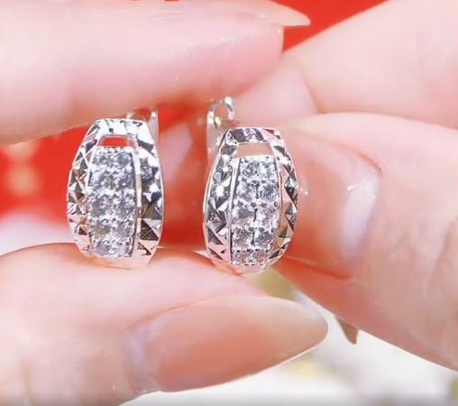 Bông tai đá Cz Bạc Ý Mẫu mới Women Hoa Voi tai Khuyên tai bông tai cao cấp Voan Khuyên ai