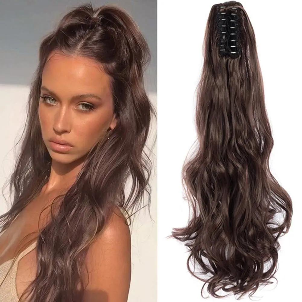 Fashion Ponytail Wig Hair Extension For Women Long Claw Clip Type Curly Fake Hair Ponytail O5B8