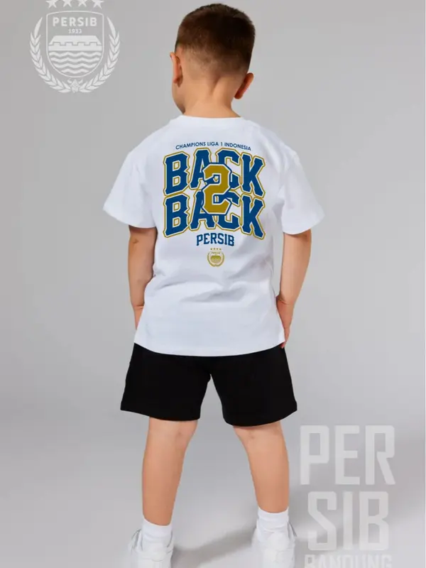 T-shirt Kaos Anak Persib Back to Back Juara Liga 1 Unisex - Bahan Cotton Combed 24s Lembut Nyaman 0