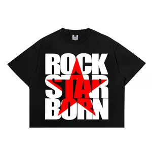 Yinyanks T-shirt Distro Fit Reguller Rock Star Born warna hitam bahan katun unisex Kaos Skena Baju Vintage Kaos Pria dan Wanita