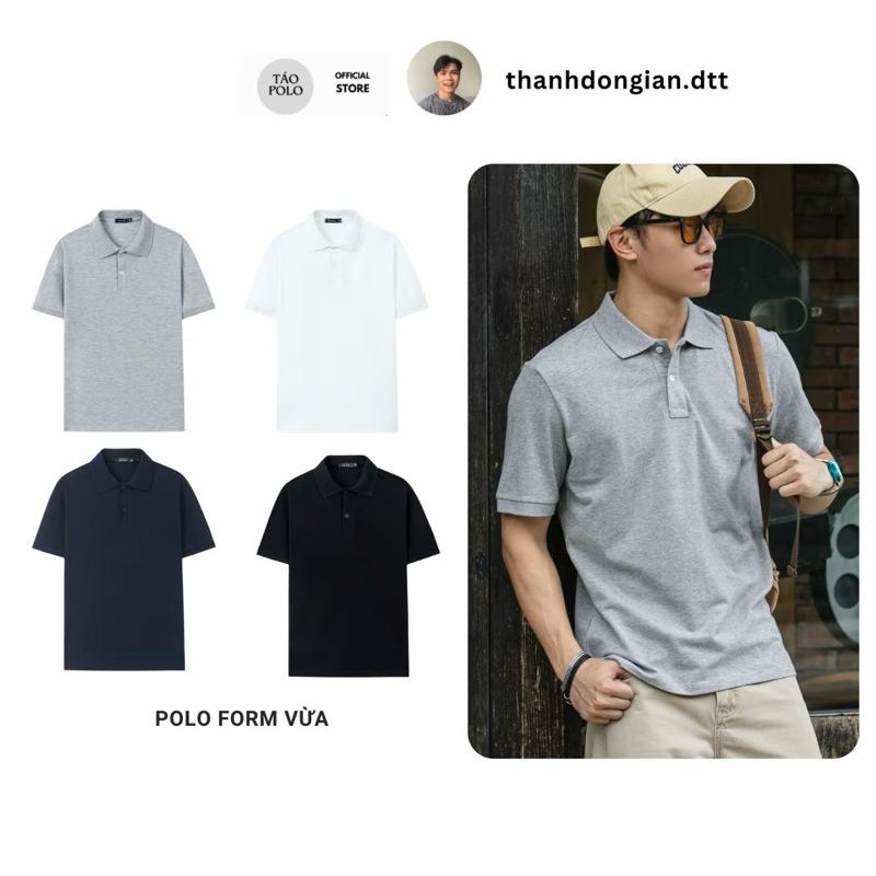   Táo Polo x Thành Đơn Giản  Áo Polo Nam Cổ Basic Ngắn Tay Vải Cá Sấu Cotton Sang Trọng Thanh Lịch - MS21 