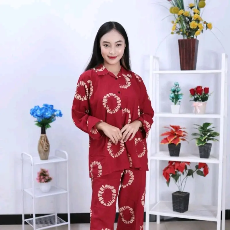 Baju Setelan Wanita One set Rayon Lengan panjang Kancing Busui Ld 110cm One set