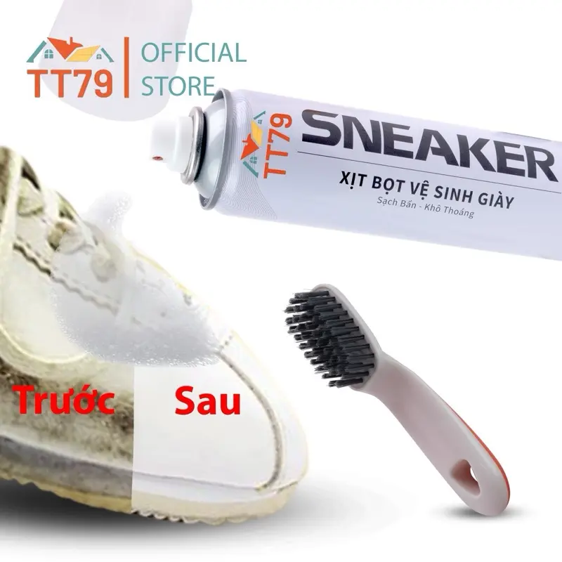 Combo 3 Chai Xịt Tạo Bọt Vệ Sinh Giày Sneaker Cao Cấp Tặng Kèm Bàn Chải Đa Năng - 2