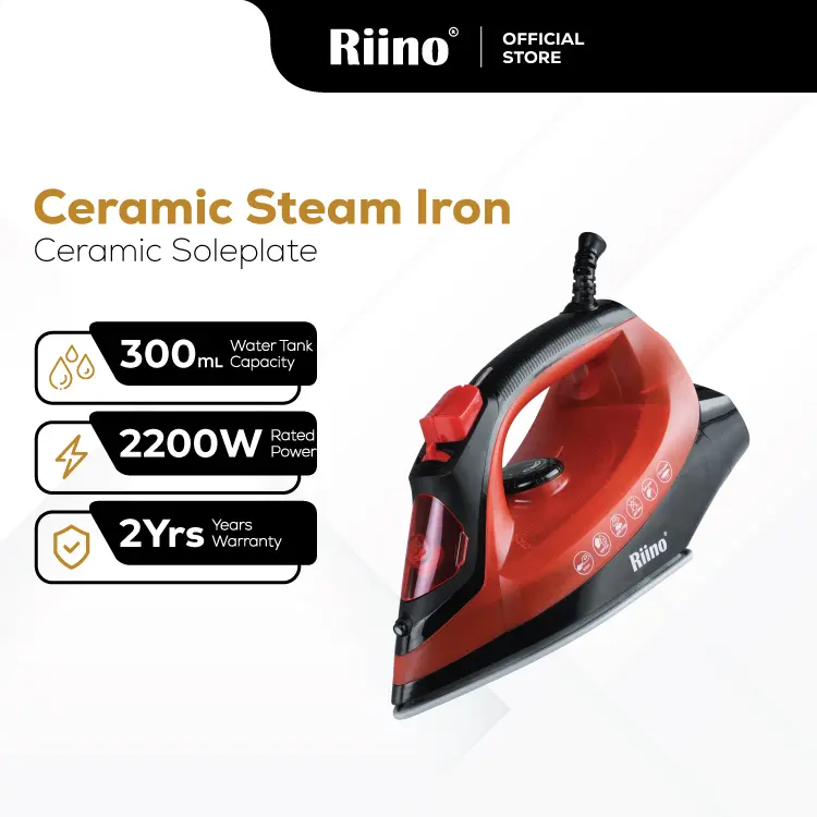 Riino Ceramic Steam Iron 2200W Micro Boost Burst Steam Ceramic Soleplate - SW619