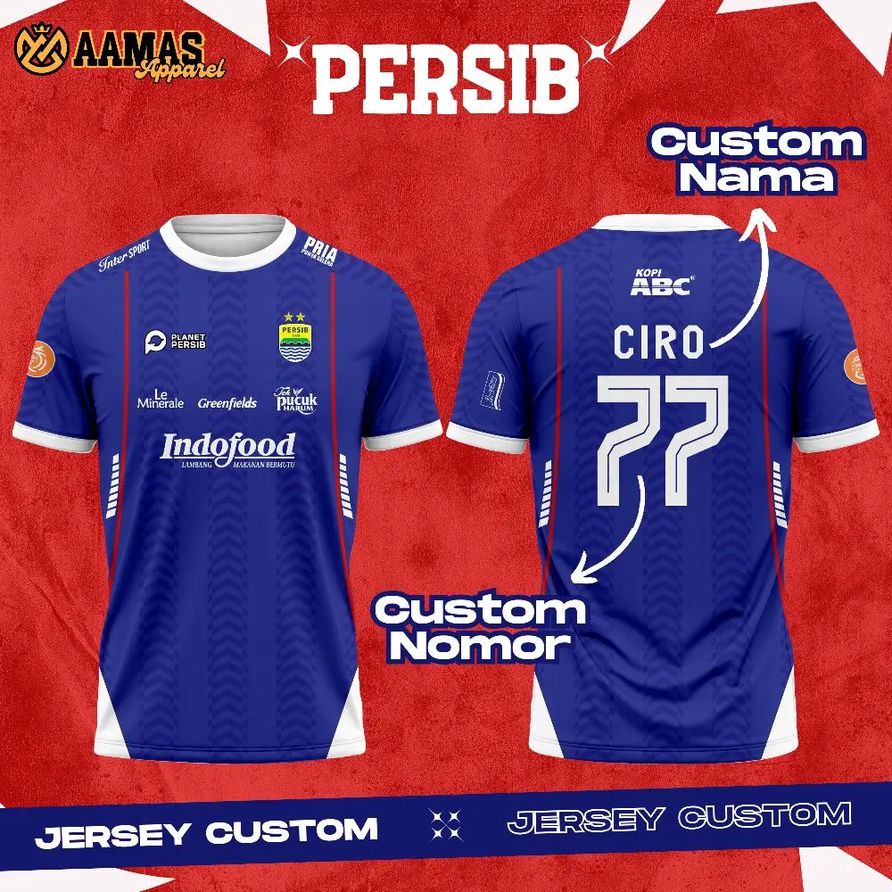 JERSEY PERSIB CUSTOM NAMA DAN NOMOR PUNGGUNG