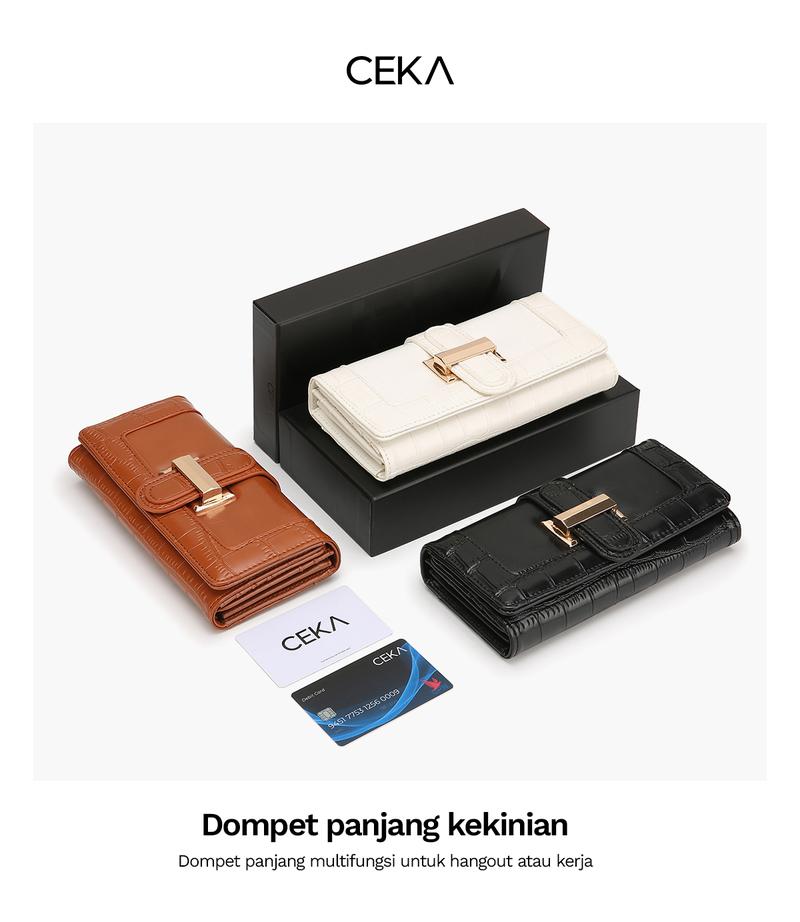 Product Introduction of CEKA Dompet Wanita Serbaguna Panjang Dompet Croco Kulit Dompet Kartu Terbaru - Lindex Long Wallet 33