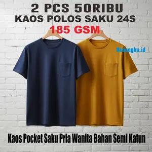 Kaos Polos Pocket Saku Bahan Semi Katun Paket Bundling 50Ribu Dapet 2Pcs Murah Adem Nyaman