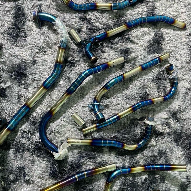 Cổ pô xi titanium gắn pô zin cho các dòng xe , tay côn ,xe số , tay ga (size 27 và 32 ) tặng kèm khâu inox 304