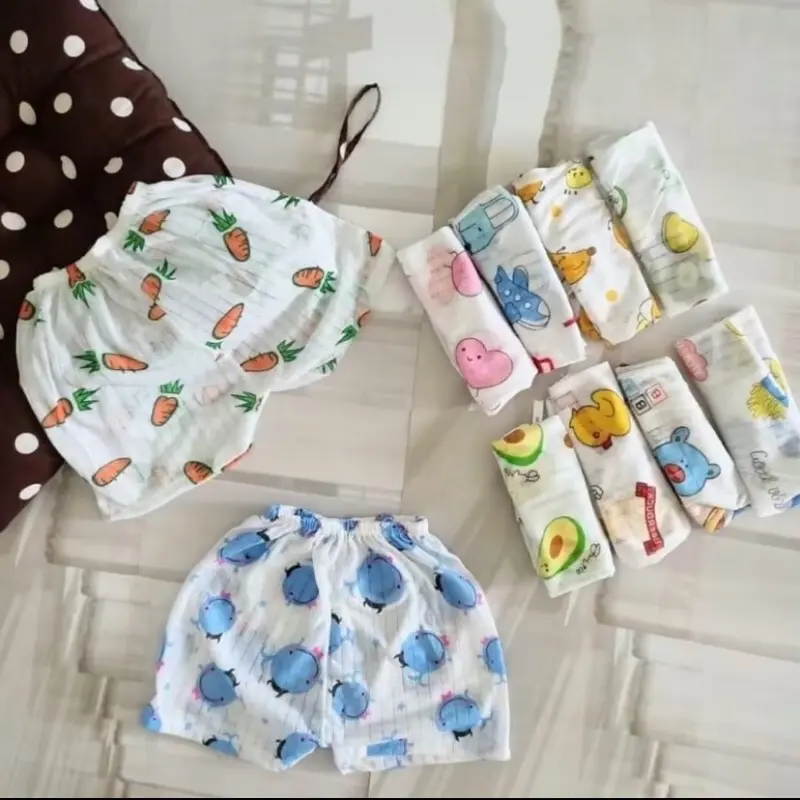(Combo 10)Quần cộc đùi vải cotton giấy mỏng mát mềm size 3-15kg