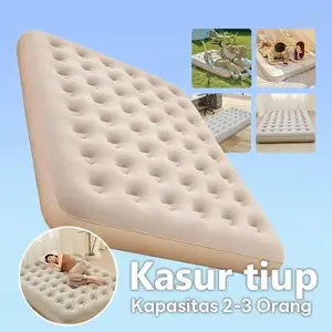 【COD】Kasur Angin / Air Bed Double Kasur Angin + pompa manual Paket Kasur Angin Double Biru/ Paket Kasur Tiup Air Bed Double Camping