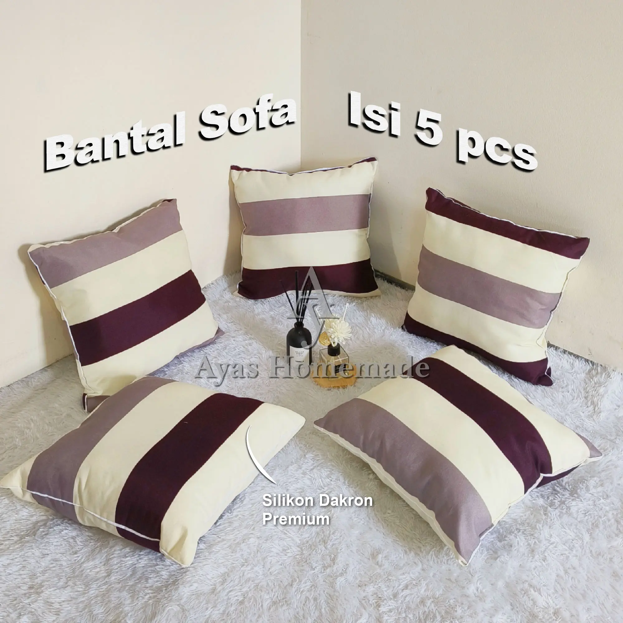(1 Set 5 Pcs) Bantal Sofa Aesthetic Motif Abstrak