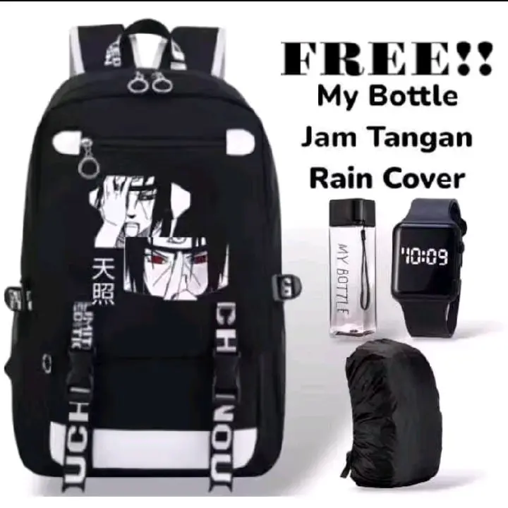 CemaraBgasPaket 4in1 Tas Ransel Anime Backpack motip gojosatoru Kakashi1 Anak sekolah lakilaki Sd Smp 0