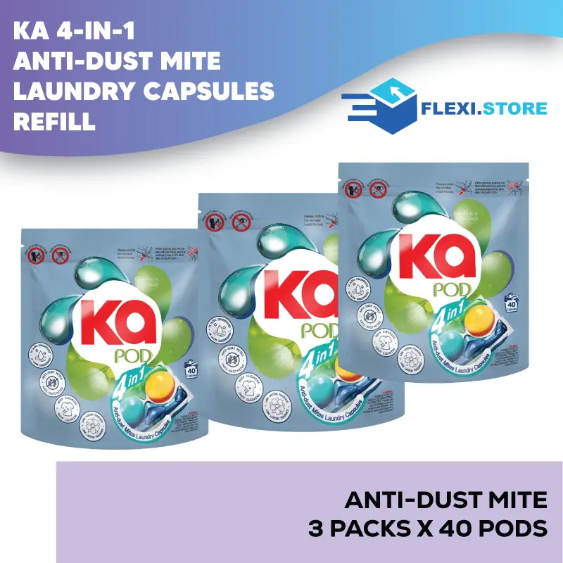 KA 4 in 1 Anti-Dust Mite Laundry Capsules - 40pcs x 3 Refill Packs laundry capsules fragrant laundry laundryliquid detergent