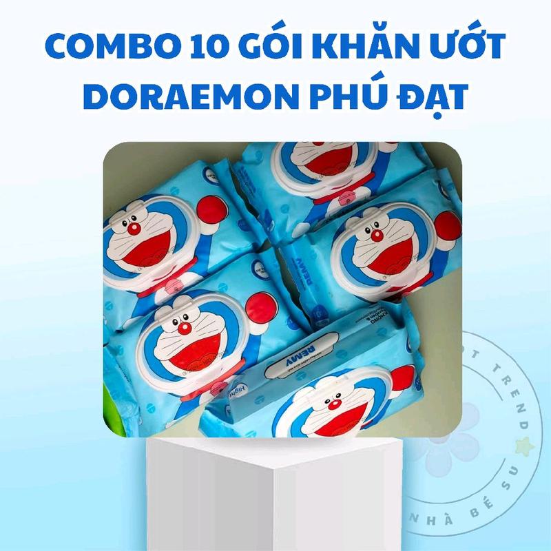 Combo 10 Gói Khăn Ướt Doremon-An Toàn Cho Bé KHĂN ƯỚT EM BÉ Kem