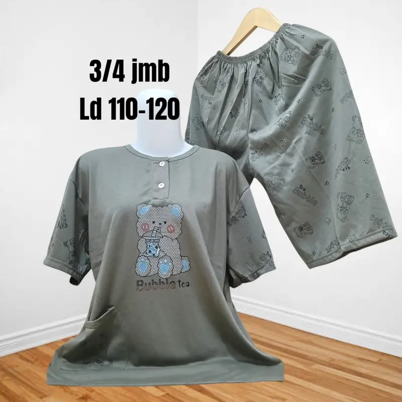 Setelan Baju Tidur Kaos Celana 3/4 Jumbo Big Size Babydoll Wanita 3XL LD 108-120cm 3