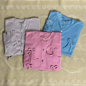 Cardigan Knit Rib Premium Wanita dengan Kancing dan Pita