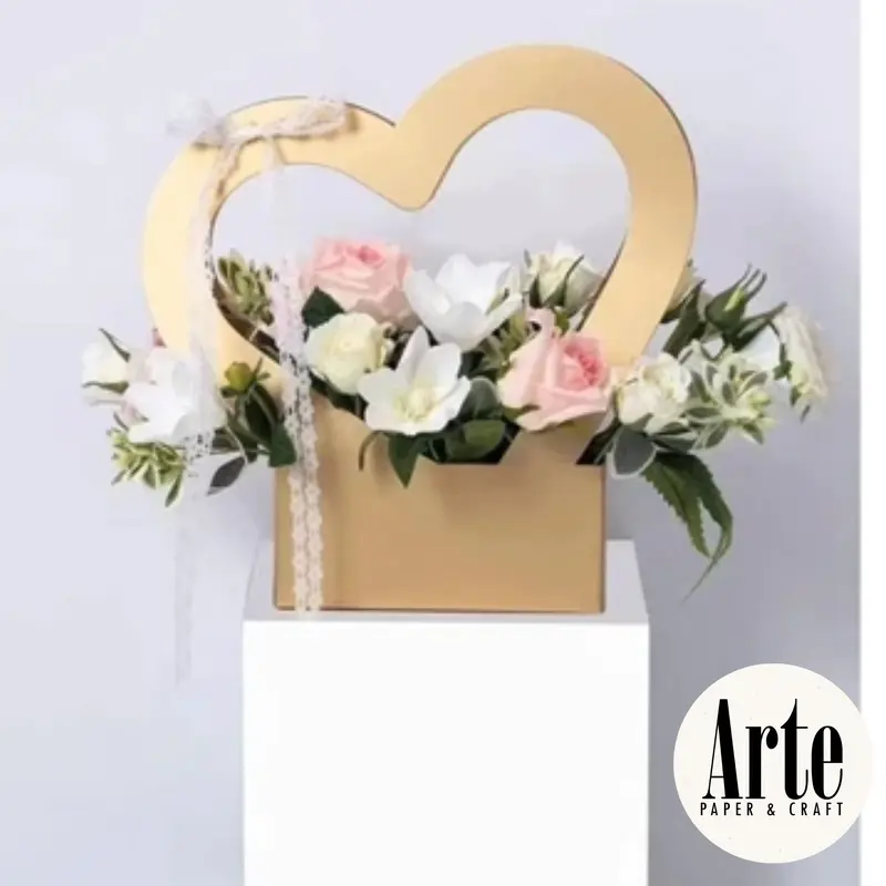 ARTE Heart Florist Bag | Flower Box | Kotak Tenteng Bunga | Tas Bunga | Kotak Bunga Bentuk Hati Cinta| Handy Bag Florist | P.HFB 1
