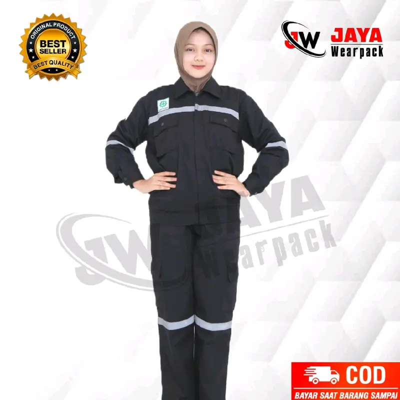 SETELAN WEARPACK SAFETY HITAM LENGAN PANJANG 1