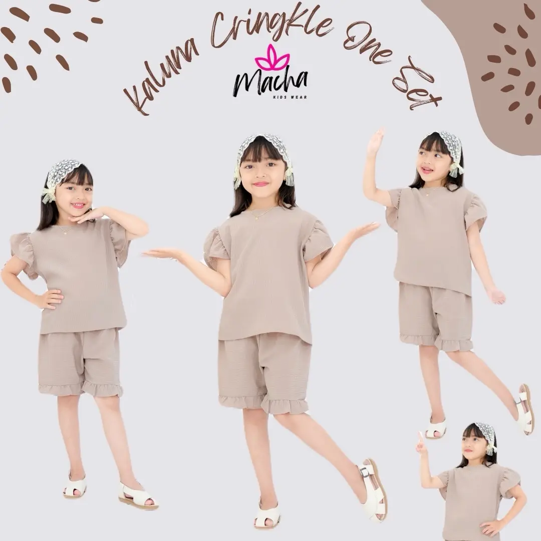 MACHA - KALUNA CRINCKLE ONE SET BABY AND KIDS SETELAN BAJU BAYI DAN ANAK PEREMPUAN Parsel ±5-7th l 9-10 tahun set el