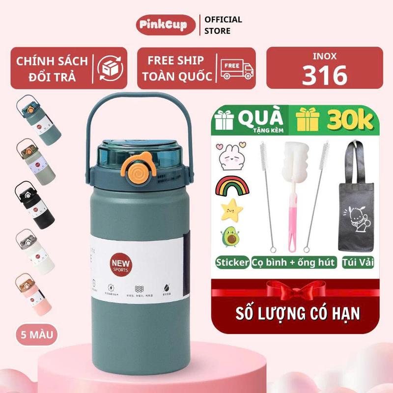 PC14 -P1 Bình giữ nhiệt BOSS có ống hút tiện lợi 1000/1200ml, chống gỉ Inox 316, giữ nhiệt 10-12 tiếng cực lâu, Bình giữ nhiệt KHẮC TÊN